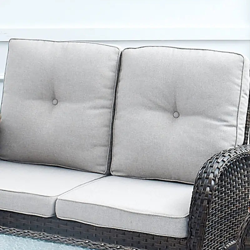 Loveseat with Coffee Table, Rocking Chair set - Brown