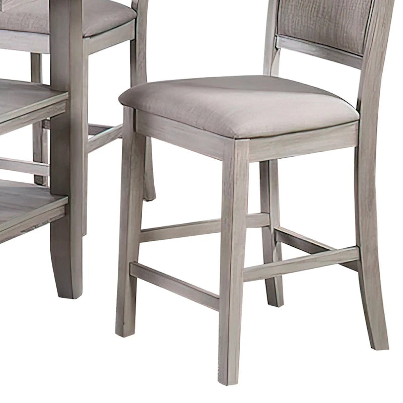 5 Piece Counter Height Dining Set, Table and 4 Chairs, Padded Seats, Gray