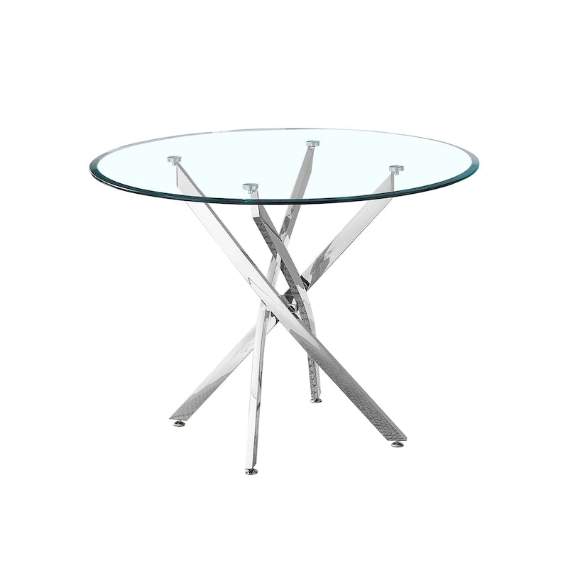 Artisan Contemporary Round Clear Dining Tempered Glass Table