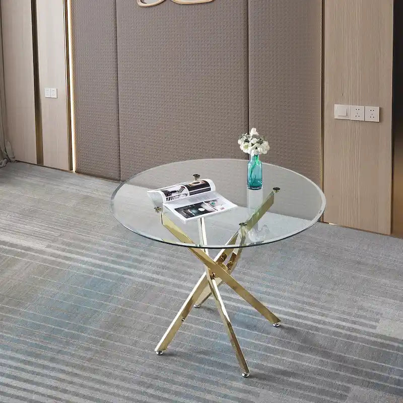 Artisan Contemporary Round Clear Dining Tempered Glass Table