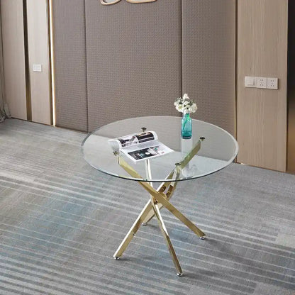 Artisan Contemporary Round Clear Dining Tempered Glass Table