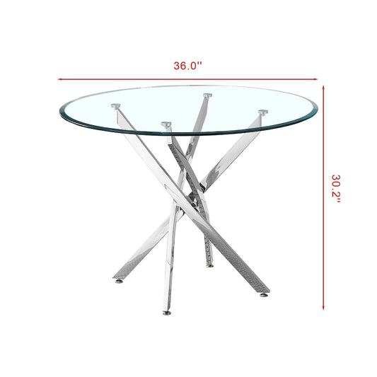 Artisan Contemporary Round Clear Dining Tempered Glass Table