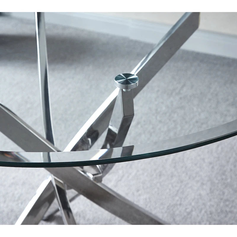 Artisan Contemporary Round Clear Dining Tempered Glass Table