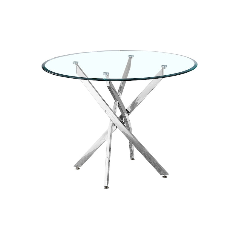 Artisan Contemporary Round Clear Dining Tempered Glass Table