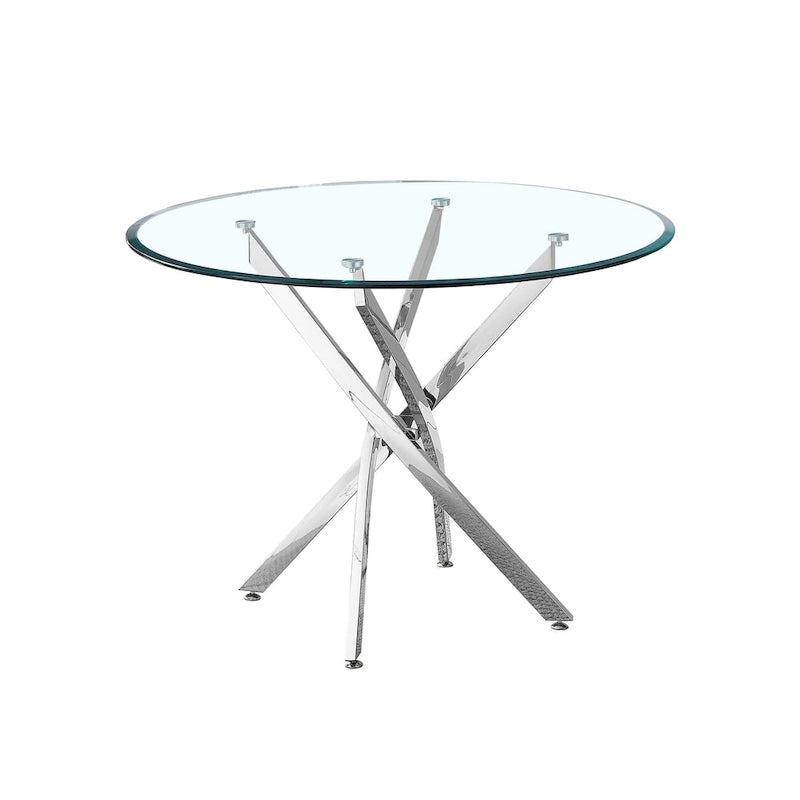 Artisan Contemporary Round Clear Dining Tempered Glass Table