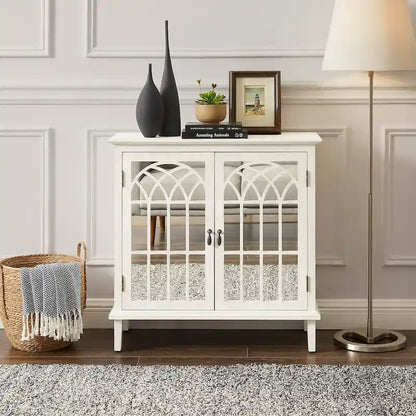 Art Leon Wood Accent Cabinet with Mirrored Doors Sideboard Buffet