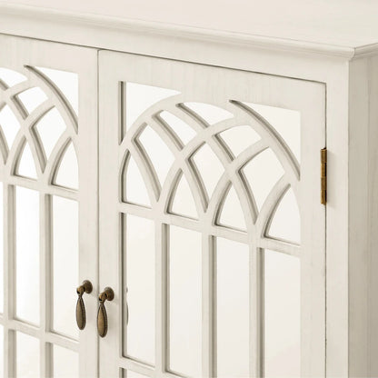 Art Leon Wood Accent Cabinet with Mirrored Doors Sideboard Buffet