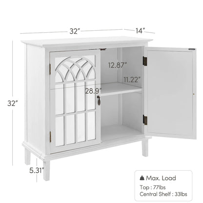 Art Leon Wood Accent Cabinet with Mirrored Doors Sideboard Buffet