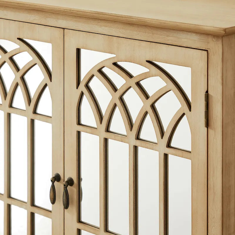 Art Leon Wood Accent Cabinet with Mirrored Doors Sideboard Buffet