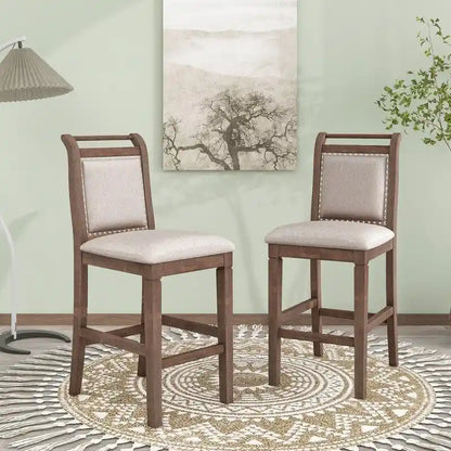 3-Piece Wood Counter Height Drop Leaf Dining Table Set with 2 Dining Chairs