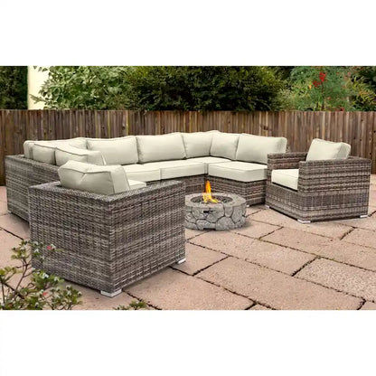 LSI 6 Person Seating Group With Sunbrella Cushions And Concrete Firepit