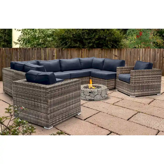 LSI 6 Person Seating Group With Sunbrella Cushions And Concrete Firepit