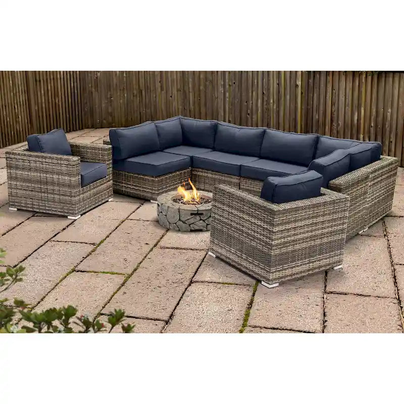 LSI 6 Person Seating Group With Sunbrella Cushions And Concrete Firepit