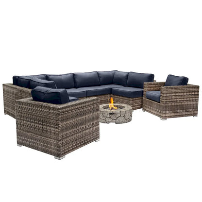 LSI 6 Person Seating Group With Sunbrella Cushions And Concrete Firepit