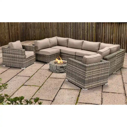 LSI 6 Person Seating Group With Sunbrella Cushions And Concrete Firepit