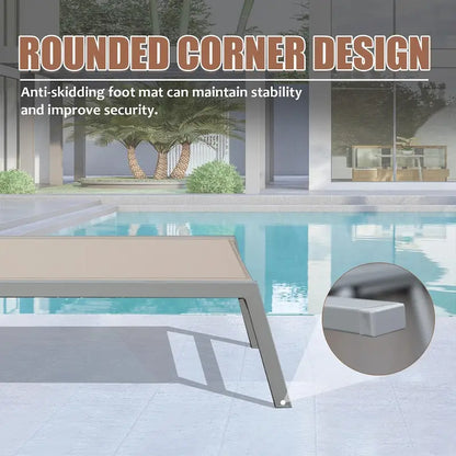 Patio Chaise Lounge Set of 3,Aluminum Pool Lounge Chairs with Side Table,Outdoor Adjustable Recliner All Weather for Poolside