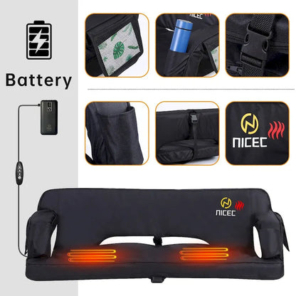 Foldable Heated Stadium Seat with Back Support, Oversized Bleacher Seat with Thick Padding and Cushion, for Outdoor Activities