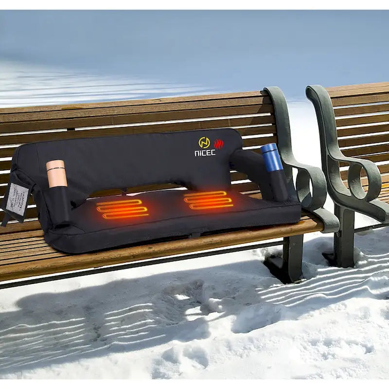 Foldable Heated Stadium Seat with Back Support, Oversized Bleacher Seat with Thick Padding and Cushion, for Outdoor Activities