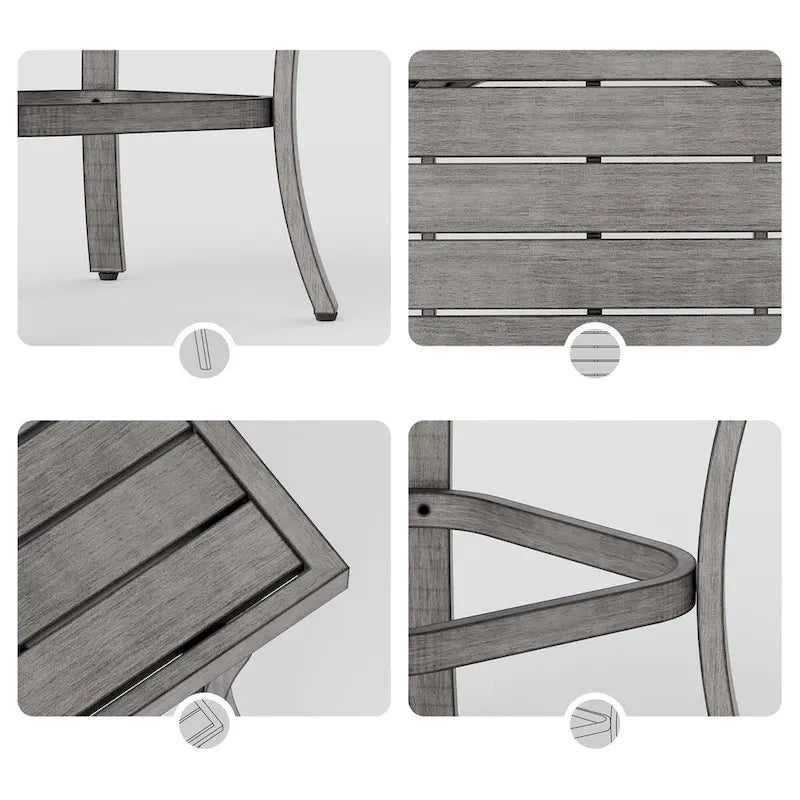 1-Piece Aluminum Patio Chaise Lounge with Side Table and Gray Cushions