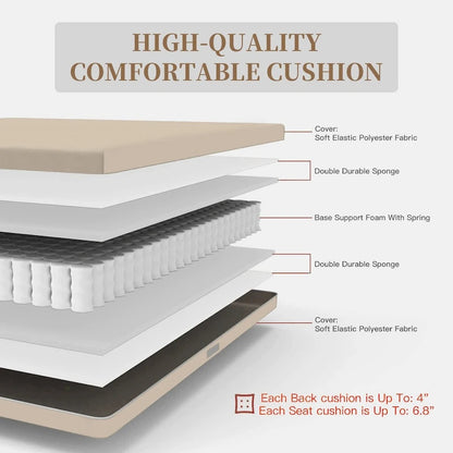 Outdoor Wicker Patio Furniture Sets 4 Pieces, All-Weather Aluminum Rattan Padded Sofa Patio Conversation Sets with 2 Pillows