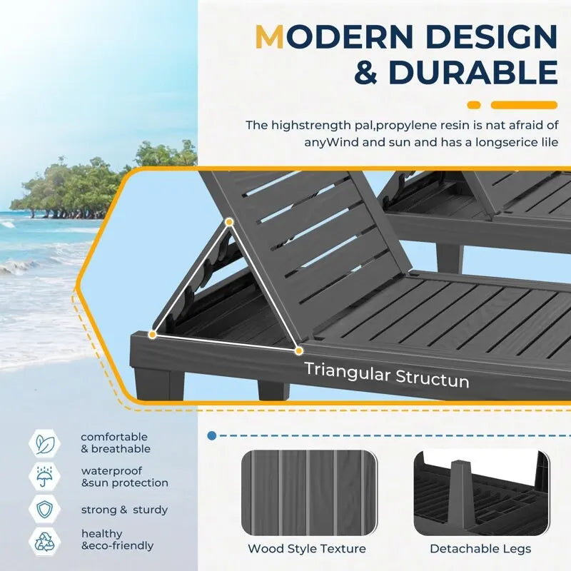 Outdoor Chaise Lounge Chair For Backyard, Poolside