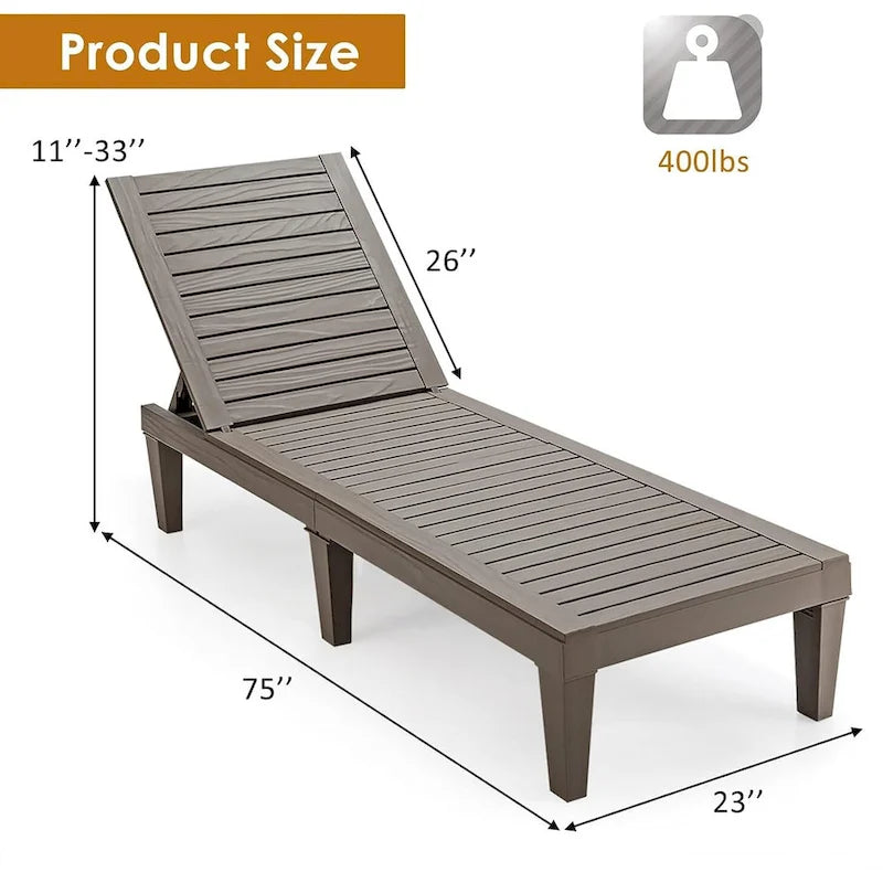 Outdoor Chaise Lounge Chair For Backyard, Poolside