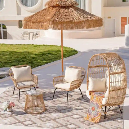 FINCATI BOHO Luxury Outdoor Patio Wicker Conversation Sectional Sofa Set