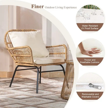 FINCATI BOHO Luxury Outdoor Patio Wicker Conversation Sectional Sofa Set