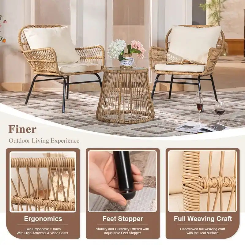 FINCATI BOHO Luxury Outdoor Patio Wicker Conversation Sectional Sofa Set