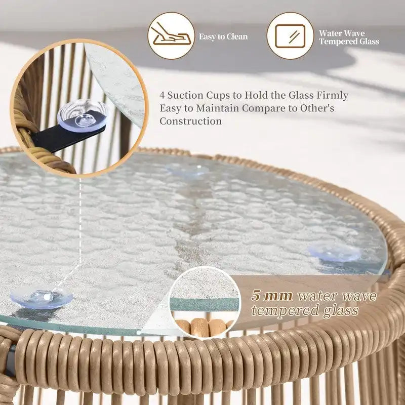 FINCATI BOHO Luxury Outdoor Patio Wicker Conversation Sectional Sofa Set