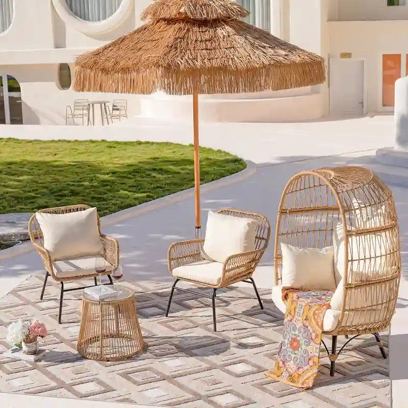 FINCATI BOHO Luxury Outdoor Patio Wicker Conversation Sectional Sofa Set