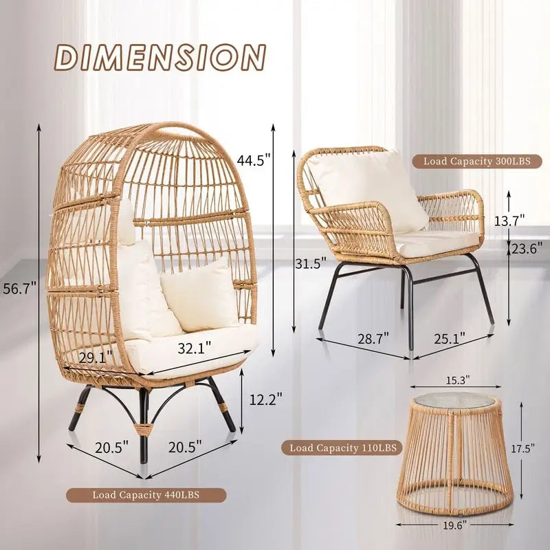FINCATI BOHO Luxury Outdoor Patio Wicker Conversation Sectional Sofa Set