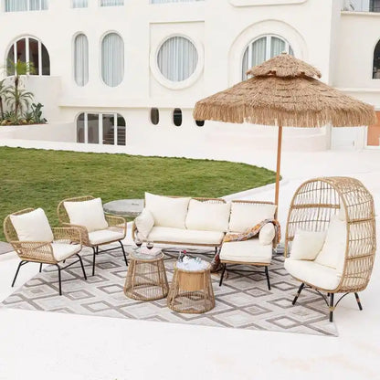 FINCATI BOHO Luxury Outdoor Patio Wicker Conversation Sectional Sofa Set