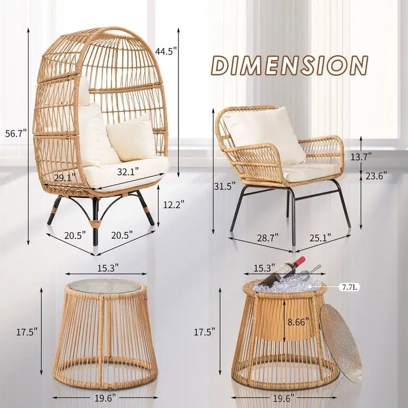 FINCATI BOHO Luxury Outdoor Patio Wicker Conversation Sectional Sofa Set