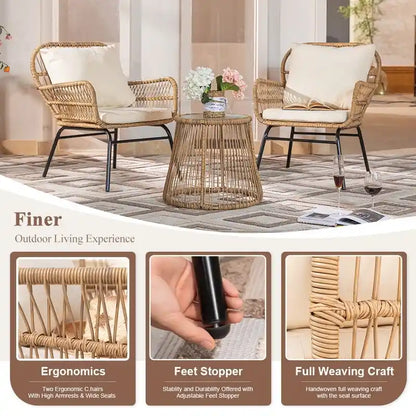 FINCATI BOHO Luxury Outdoor Patio Wicker Conversation Sectional Sofa Set