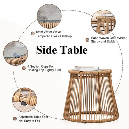 FINCATI BOHO Luxury Outdoor Patio Wicker Conversation Sectional Sofa Set