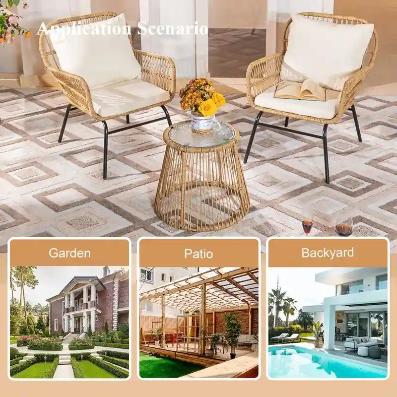 FINCATI BOHO Luxury Outdoor Patio Wicker Conversation Sectional Sofa Set