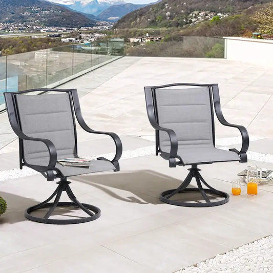 Patio Dining Set with 360 Degree Swivel Chairs (Set of 2)