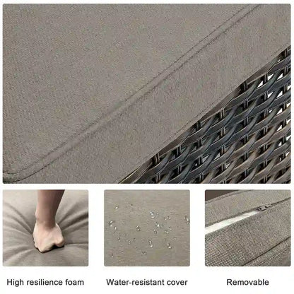 Patio Glider Chair Set with Fire Pit Table - Grey