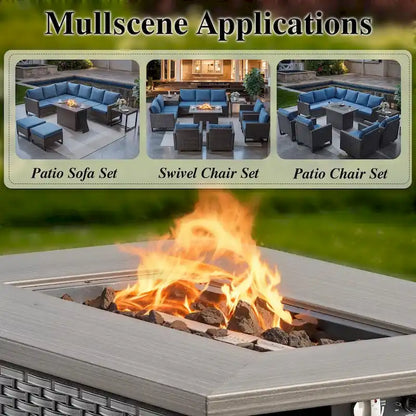 Patio Glider Chair Set with Fire Pit Table - Grey