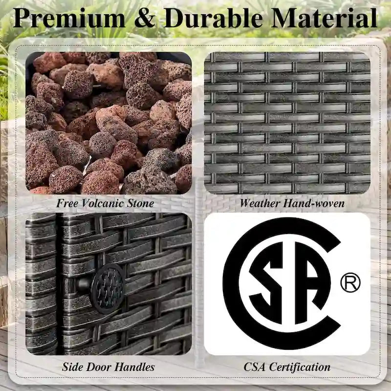 Patio Glider Chair Set with Fire Pit Table - Grey