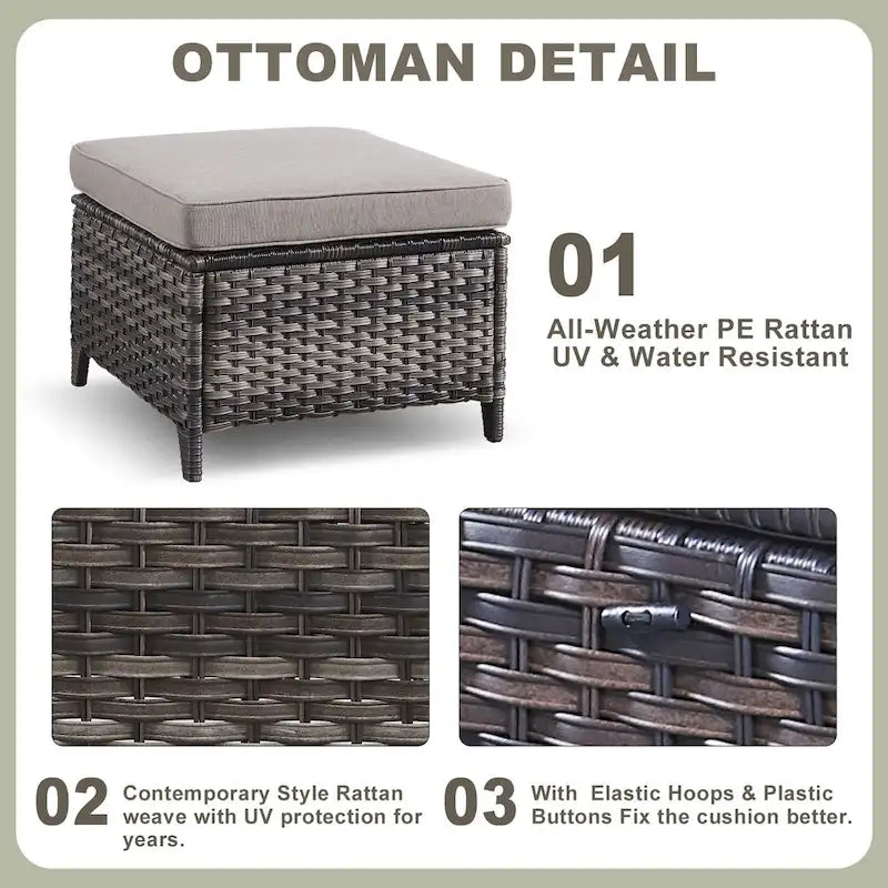 Patio Glider Chair Set with Fire Pit Table - Grey